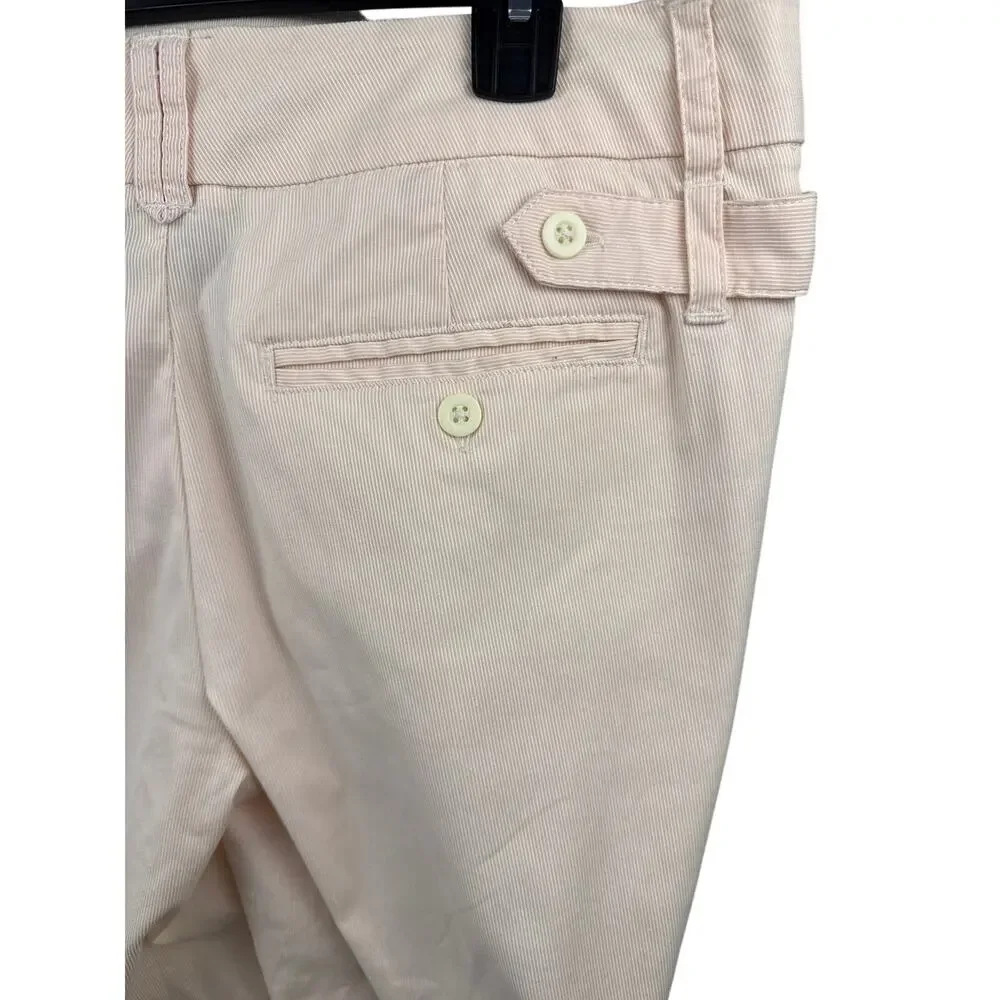 Norma Kamali Pink Pinstripe Pants 12 Straight High Rise Adjustable Waist Light - Picture 6 of 9